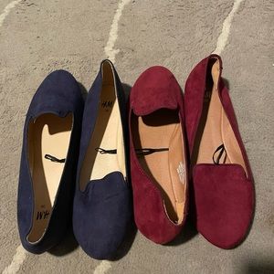 H&M faux suede loafer flats (2pairs) size 36/5.5